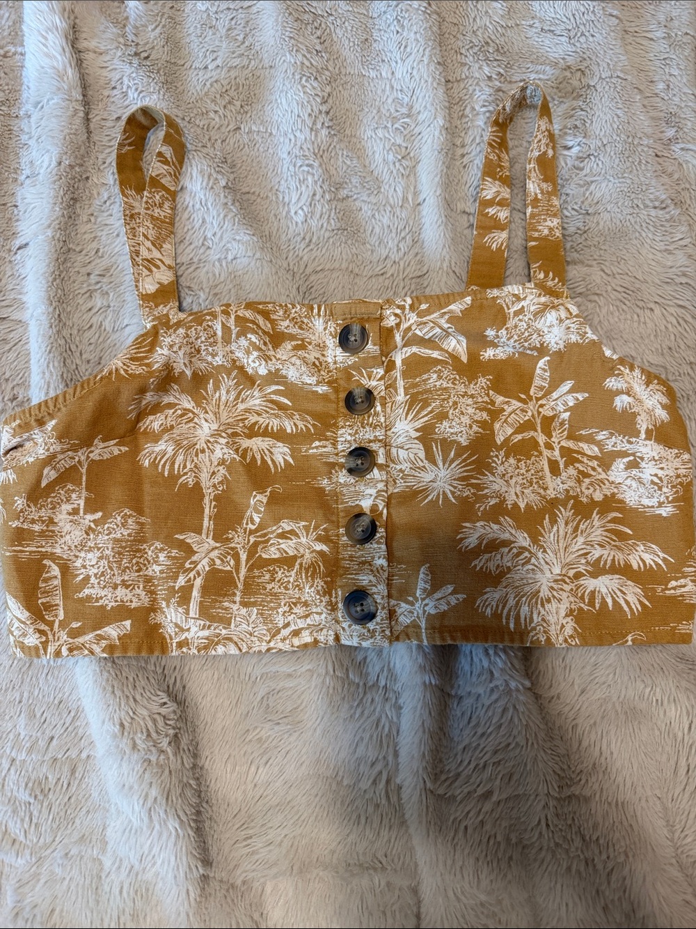 American Eagle Outfitters Mustard Smocked Cropped Cami